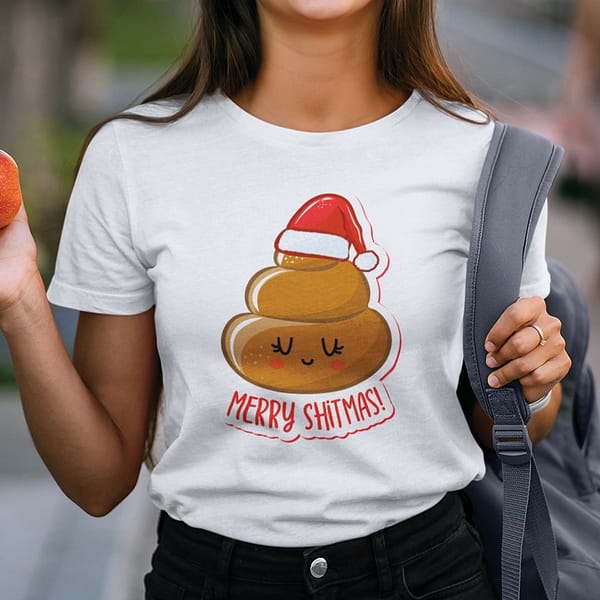 Christmas Poop Emoji Shirt Santa Hat