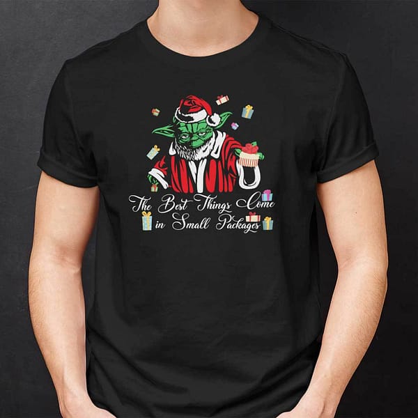Baby Yoda Christmas T Shirt The Best Things Come In Small Packages