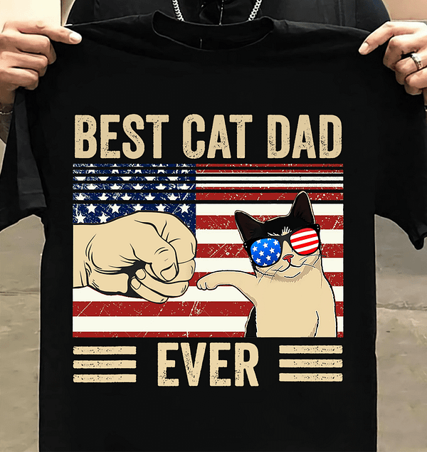 best cat dad shirt vintage cat glasses american flag
