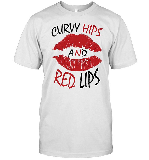 curvy hips and red lips classic mens t shirt