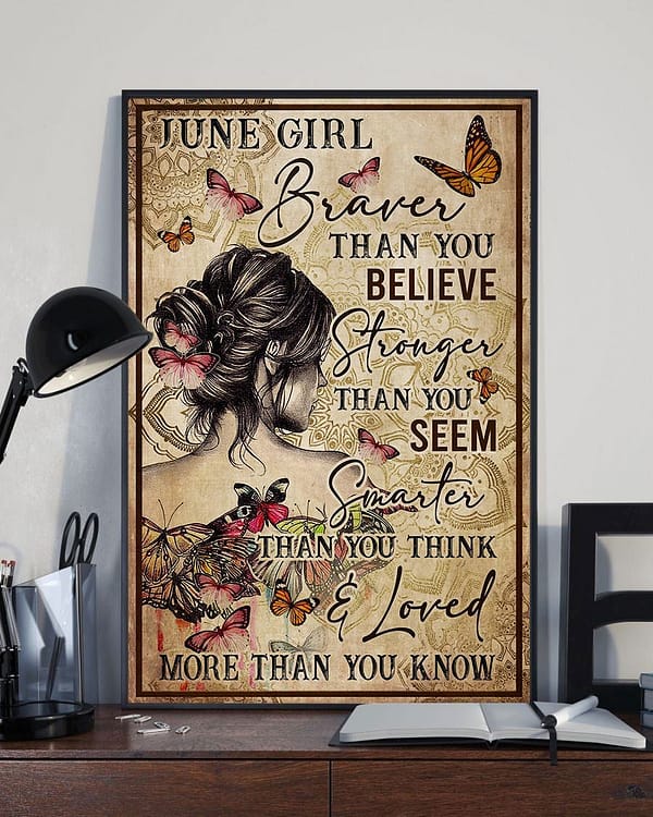 yoga poster june girl braver than you believe butterfly