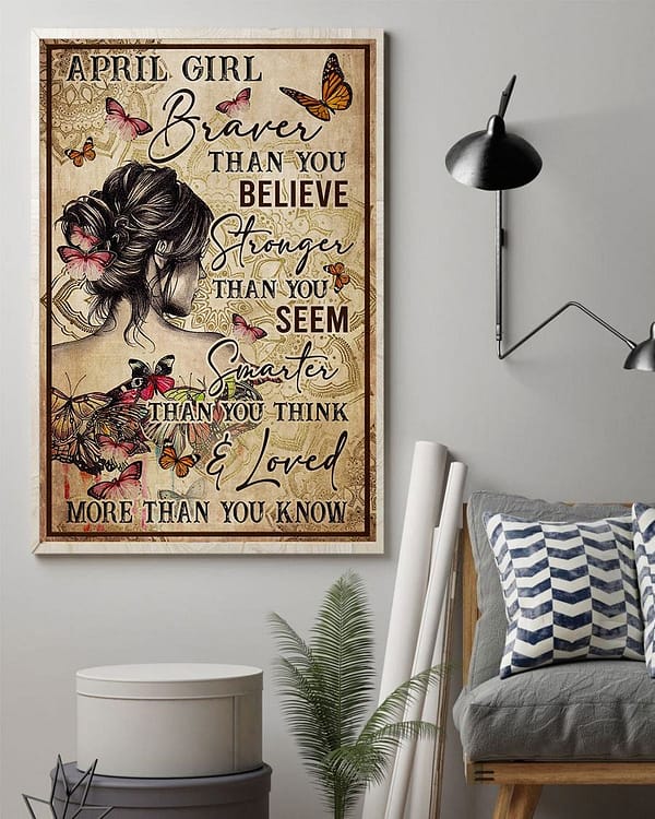 yoga poster april girl braver than you believe butterfly