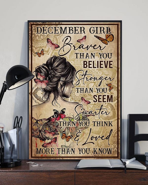 yoga poster december girl braver than you believe butterfly