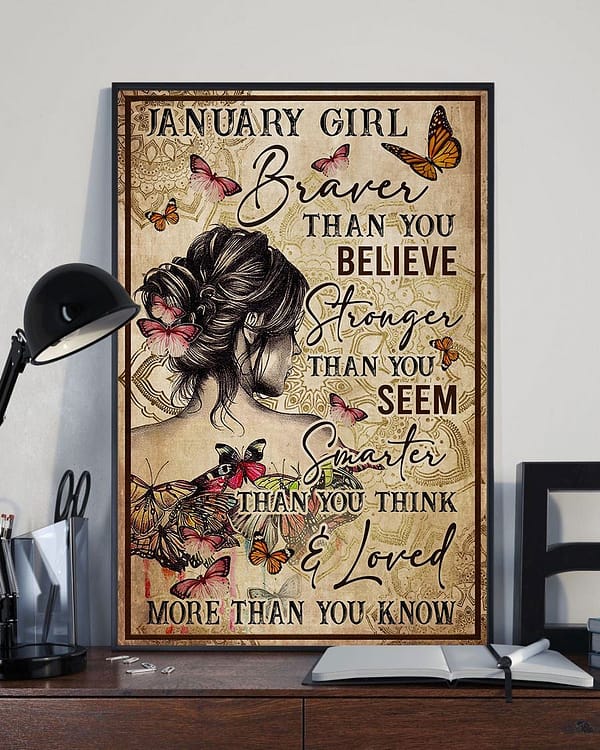 yoga poster january girl braver than you believe butterfly