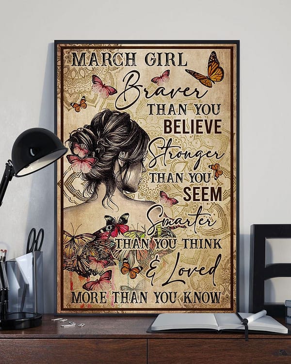 yoga poster march girl braver than you believe butterfly