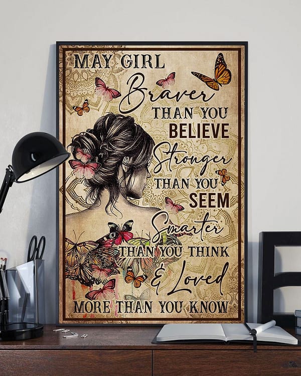 yoga poster may girl braver than you believe butterfly