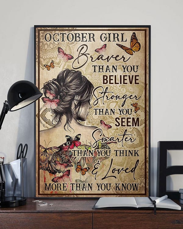 yoga poster october girl braver than you believe butterfly