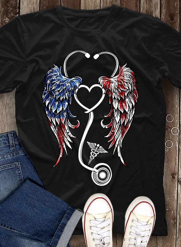 angel nurse shirt stethoscope wings