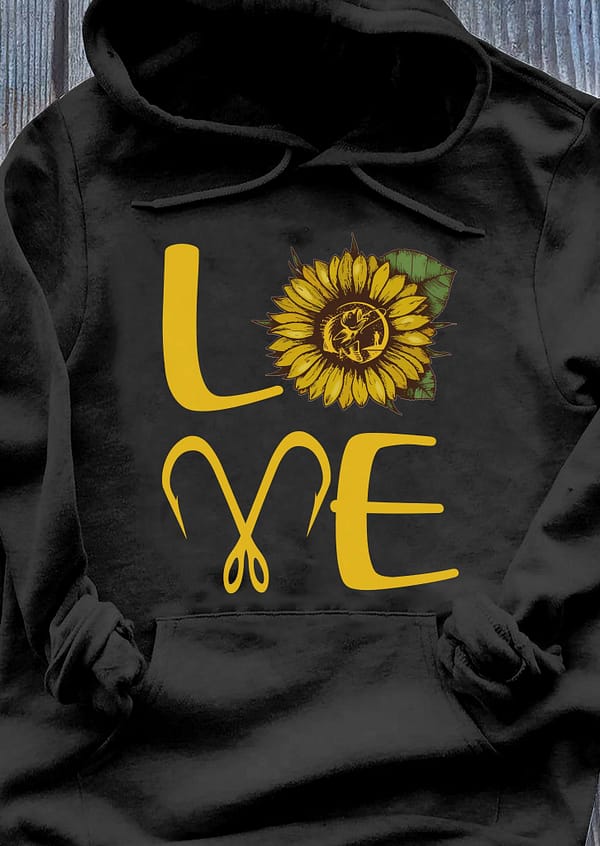 love sunflower fishing hook shirt
