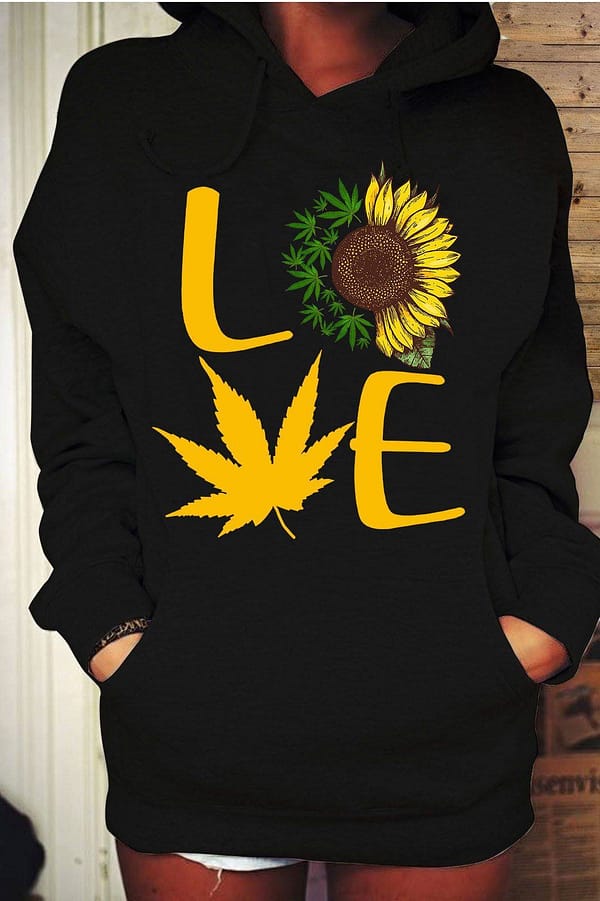 love sunflower shirt weed leaf cannabis