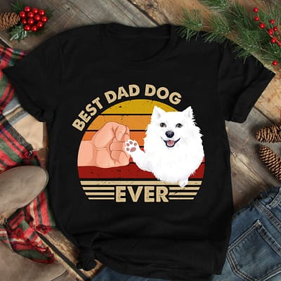 Vintage Best Dad Ever Shirt Best American Eskimo Dog Dad Ever