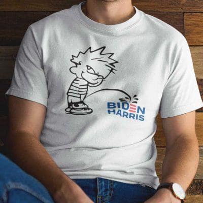 Calvin Peeing On Biden Harris Shirt