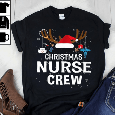 Christmas Nurse Shirt Nurse Crew Santa Hat Reindeer