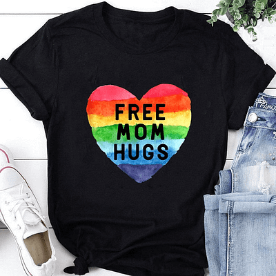 Free Mom Hugs LGBT Heart Shirt
