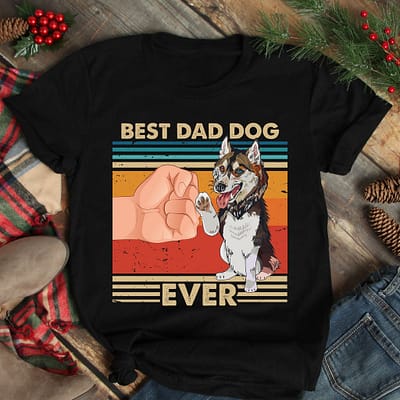 Vintage Best Dad Ever Shirt Best Husky Dog Dad Ever
