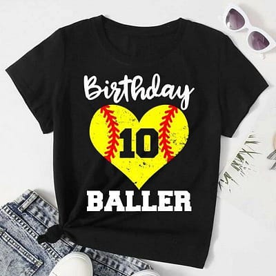 10th Birthday Baller Funny 10 Year Old Softball Premium T-Shirt