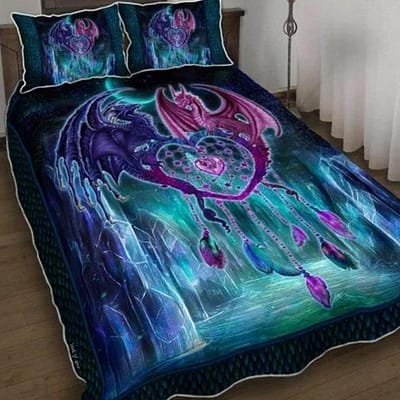 Dragon Couple Dreamcatcher Quilt Bed Set