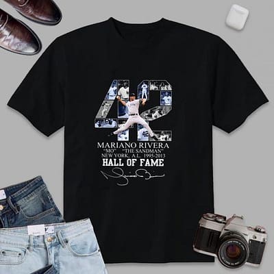 Mariano Rivera 42 Mo The Sandman New York A.L Hall Of Fame T-Shirt