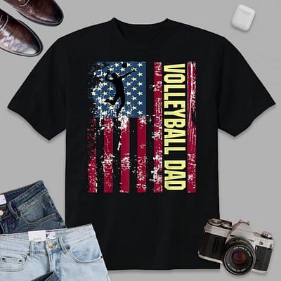 Mens American Flag Volleyball Dad shirt Mens Graphic Tees for Men T-Shirt