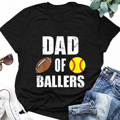 Mens Dad Of Ballers Funny Football Softball Dad T-Shirt