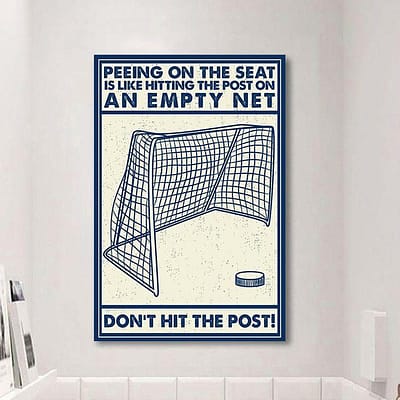 Retro Hockey Poster Peeing On The Seat Don’t Hit The Post