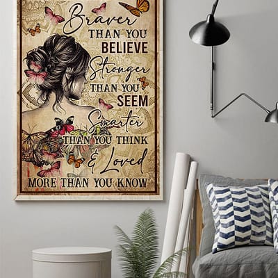 Yoga Poster April Girl Braver Than You Believe Butterfly