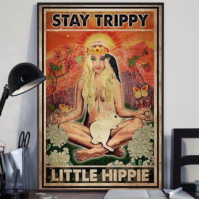 Yoga Poster Hippie Girl Stay Trippy Little Hippie Rabbit