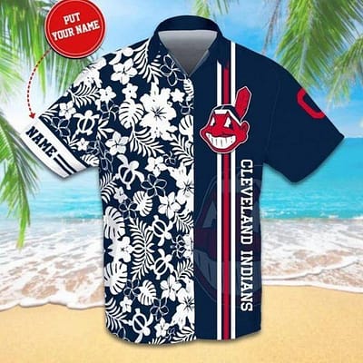Cleveland Indians Custom Name Mlb Sport Hawaiian Graphic Print Short Sleeve Hawaiian Shirt