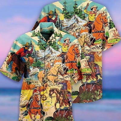 Cowboy Real Men Ride Horses Hawaiian Shirt