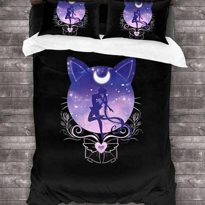 Cute Moon Cat and Sailor Quilt Bedding Sets 3PCS