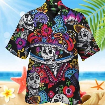 Day Of The Dead Skull Hawaiian Shirt