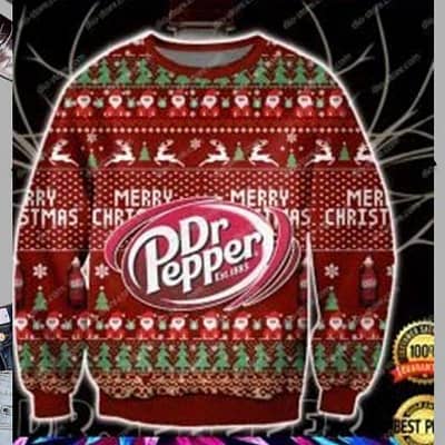 Dr Pepper Merry Christmas Unisex Christmas Ugly Sweater
