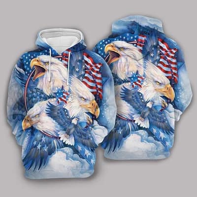 Eagle Blue High Quality 3D Printed Sublimation Hoodie