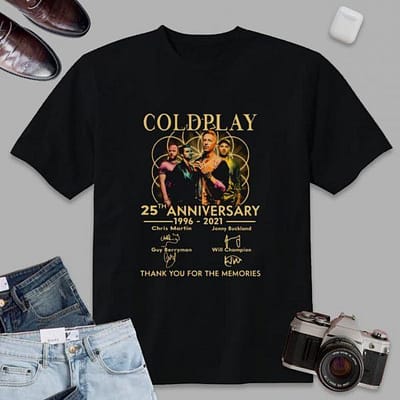 Hot Coldplay Band 25th Anniversary 1996-2021 Thank You For The Memories T-Shirt