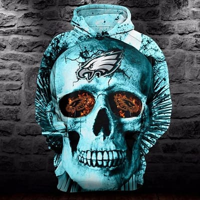 Philadelphia Eagles 3d Hoodie Skull