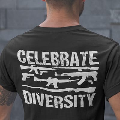 celebrate diversity humor gun shirt