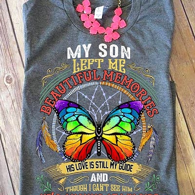 memorial shirt my son left me butterfly dreamcatcher