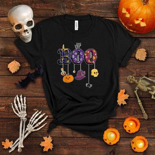 Boo Halloween Costume Spiders, Ghosts, Pumkin & Witch Hat T Shirt