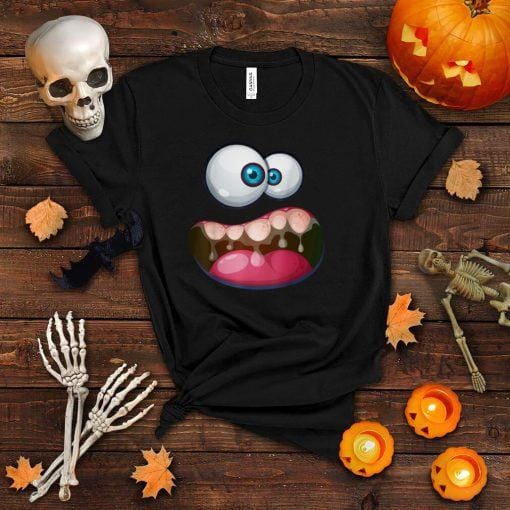 Cute Scary Monster Face Halloween Costume Kids Boys Girls T Shirt