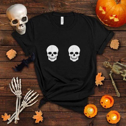 Skulls on Boobs Costume Party Vintage Adult Humor Halloween T Shirt