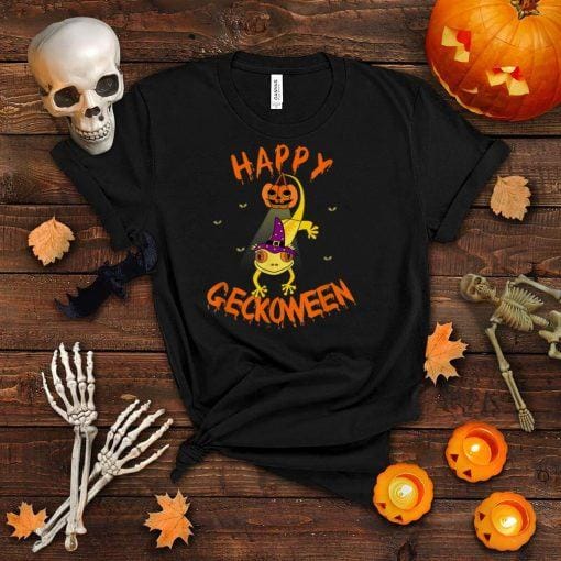 Funny Halloween Cute Crested Eyelash Gecko Pumpkin Shirt T Shirt