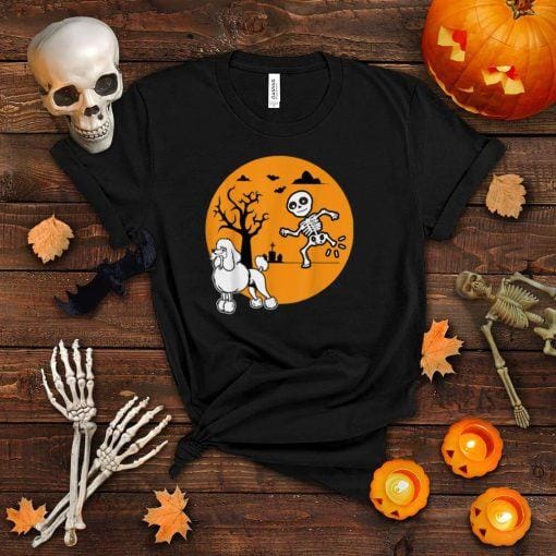 Funny Skeleton Bone Dog Lovers Shirt Halloween Poodle Dog T Shirt