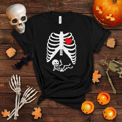 Womens Pregnant Halloween Costume Skeleton T Shirt For Pregnant Mom
