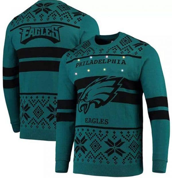 Black Philadelphia Eagles Light Up Ugly Sweater