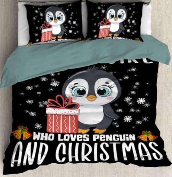 Just A Girl Who Loves Penguin and Christmas Bedding Set