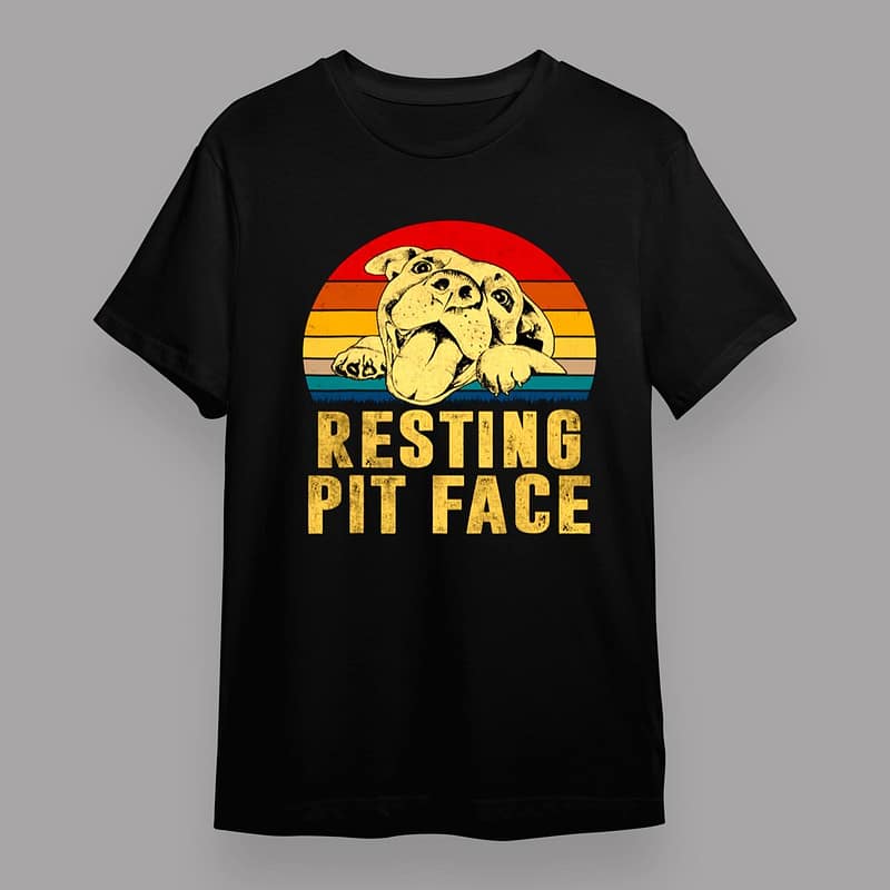 Dog Pitbull Resting Pit Face Vintage T-Shirt