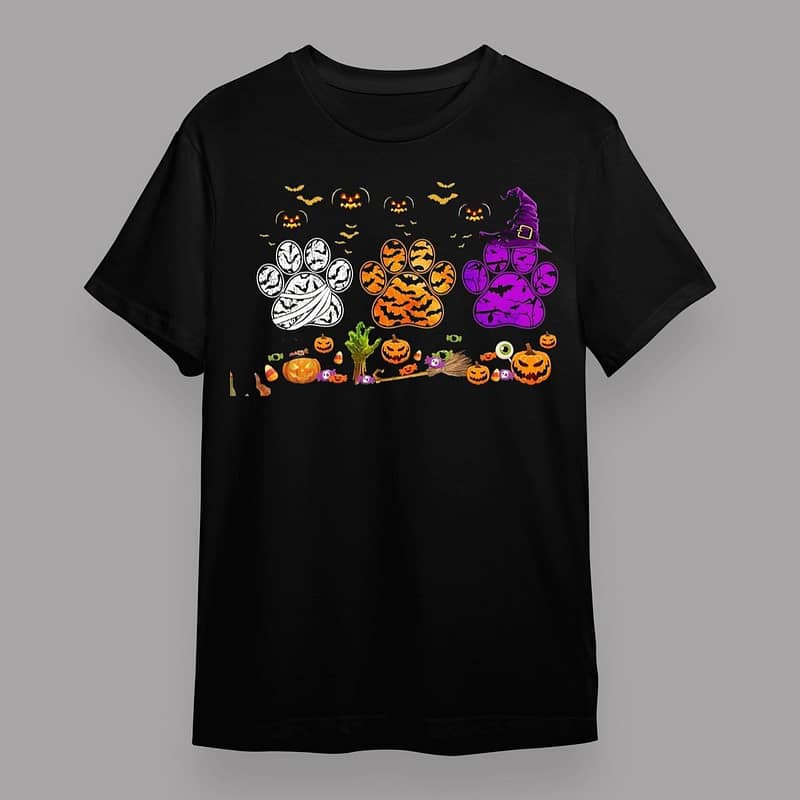 Halloween Dog Paw Print Shirt, Funny Dog Lover Shirt, Funny