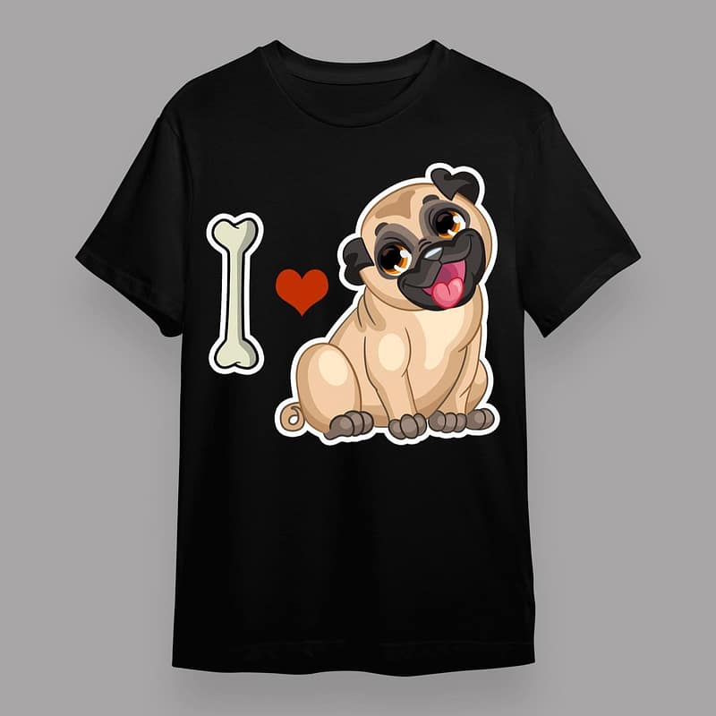 Love Pug – Pug Dog T Shirt – I  Shirt