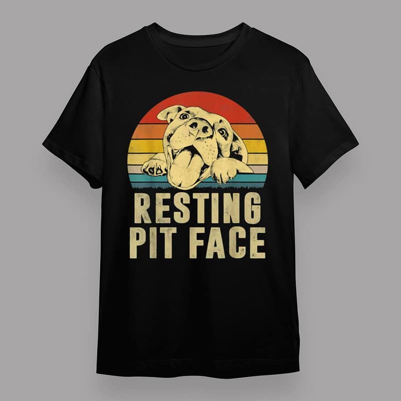 Resting Pit Face Dog Pitbull Dog Lover Funny Vintage Men’s T-Shirt Cotton Tee