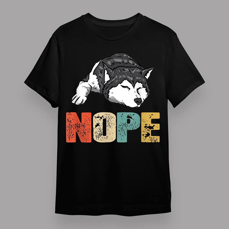 Vintage Nope Funny Siberian Husky Dog Lover Unisex Form T-shirt